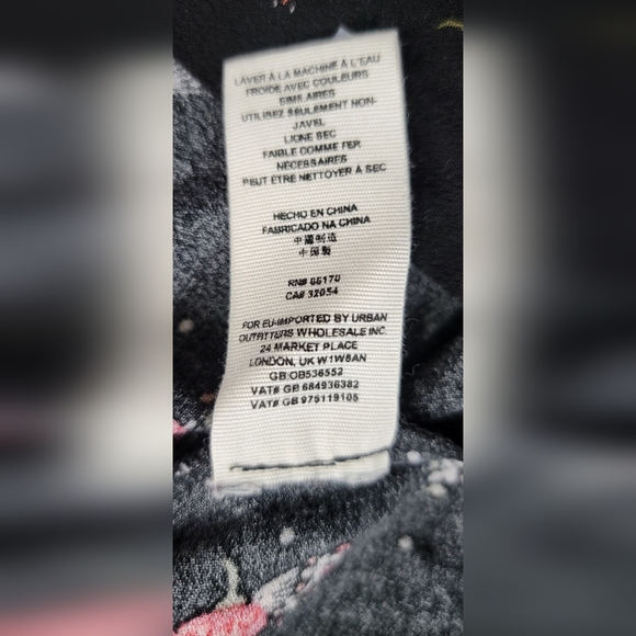 Free People Tegan Mini Dress Women's 4 Black & Red Floral Fit n Flare Long Sleev - Picture 10 of 14